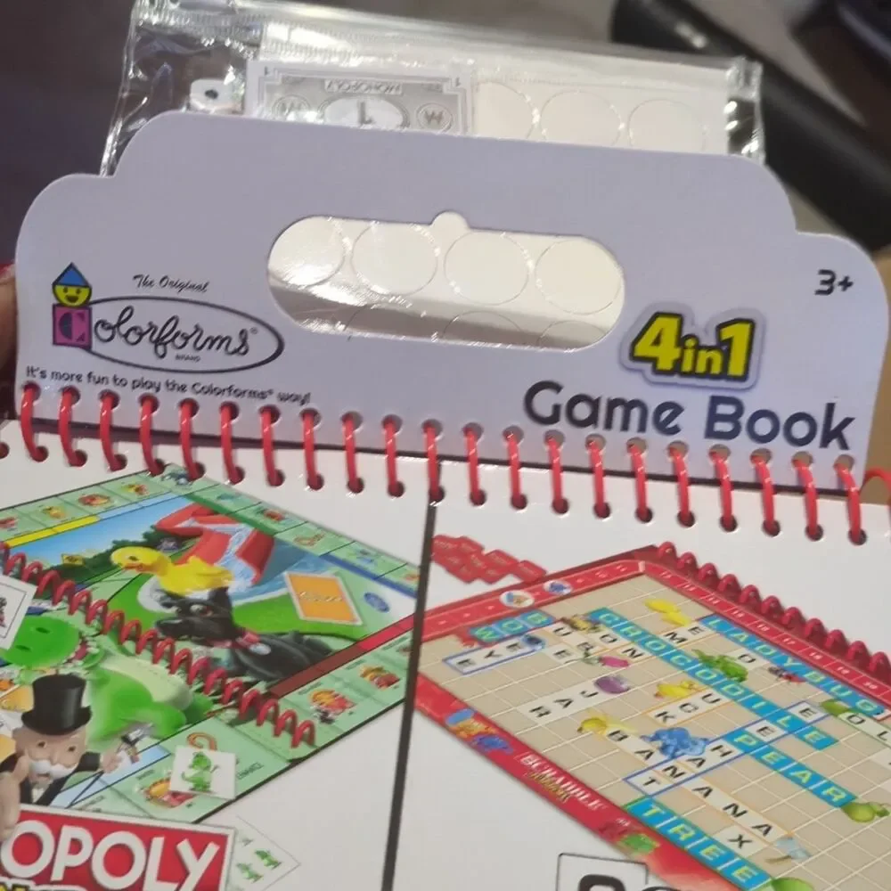 Colorforms 4 In 1 Game Book (Monopoly Jr., Scrabble Jr., Sorry, And Trouble)